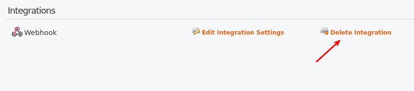 Webhook Integration Dlete Form